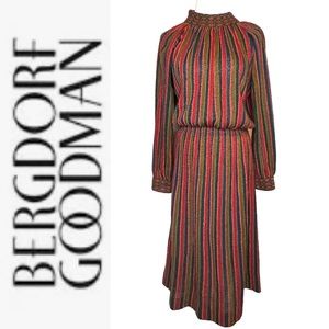 Vintage Bergdorf Goodman Long Sleeve Striped Dress small